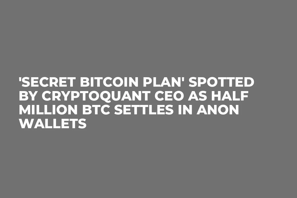 'Secret Bitcoin Plan' Spotted by CryptoQuant CEO as Half Million BTC Settles in Anon Wallets