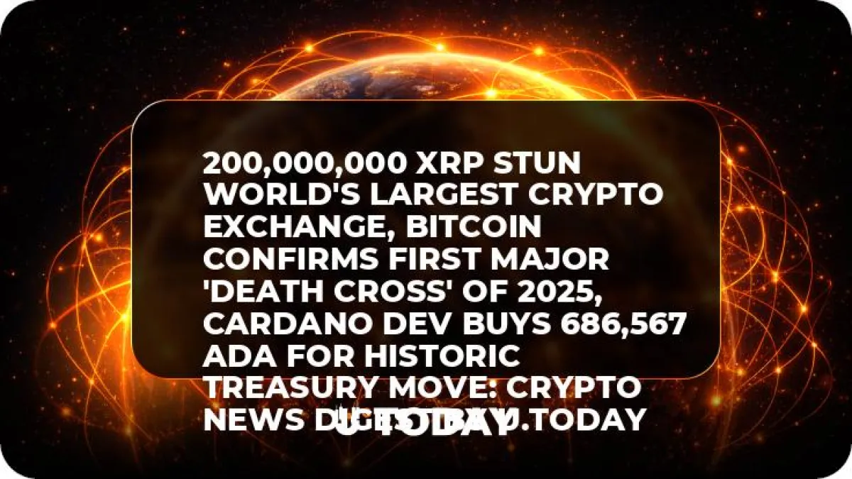 200,000,000 XRP Stun World's Largest Crypto Exchange, Bitcoin Confirms First Major 'Death Cross' of 2025, Cardano Dev Buys 686,567 ADA for Historic Treasury Move: Crypto News Digest by InkByte