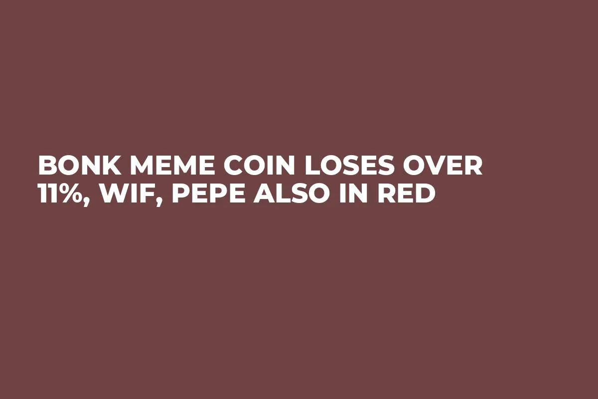 BONK Meme Coin Loses Over 11%, WIF, PEPE Also in Red