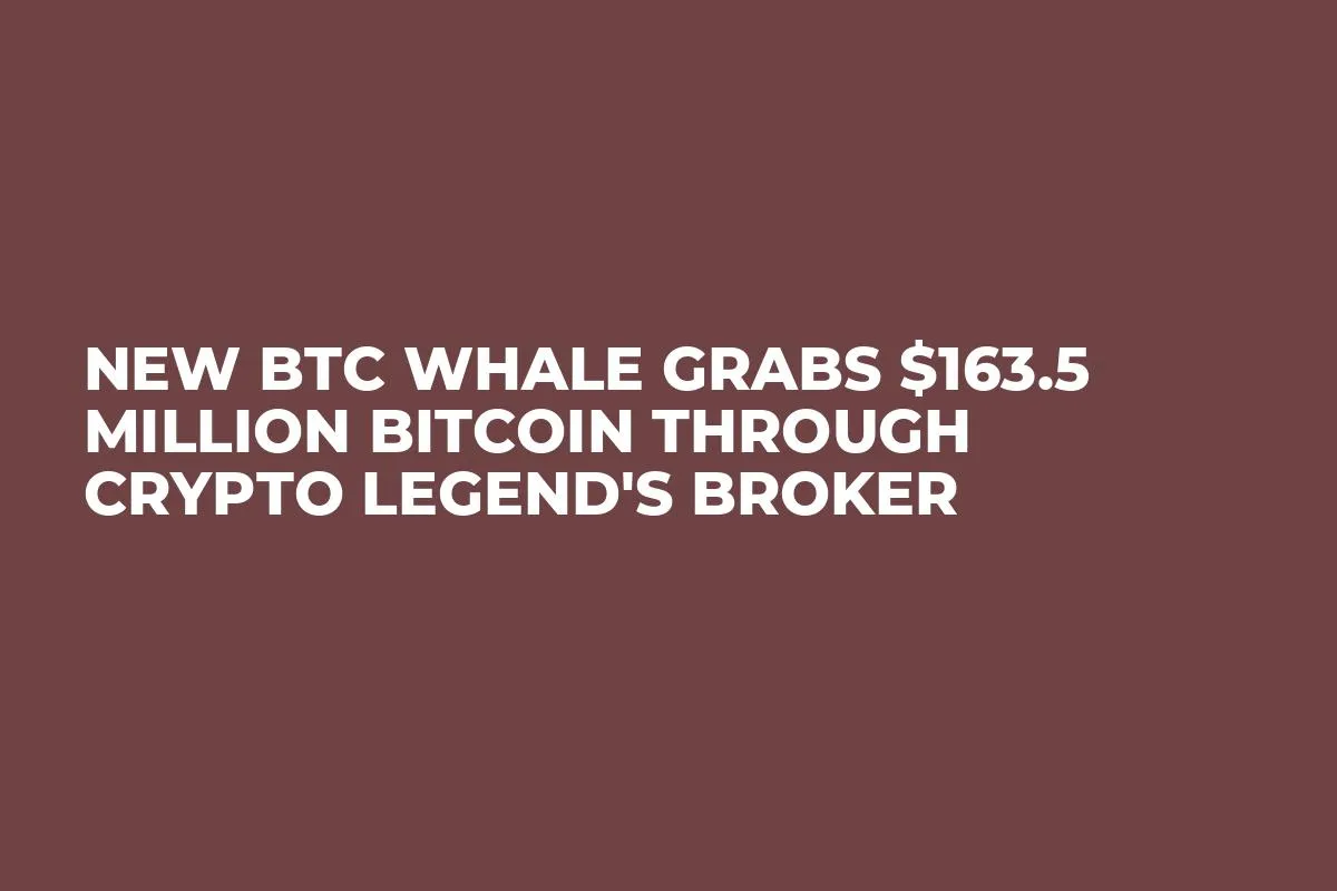 New BTC Whale Grabs $163.5 Million Bitcoin Through Crypto Legend's Broker