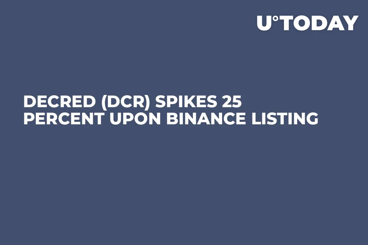 Decred (DCR) Spikes 25 Percent upon Binance Listing