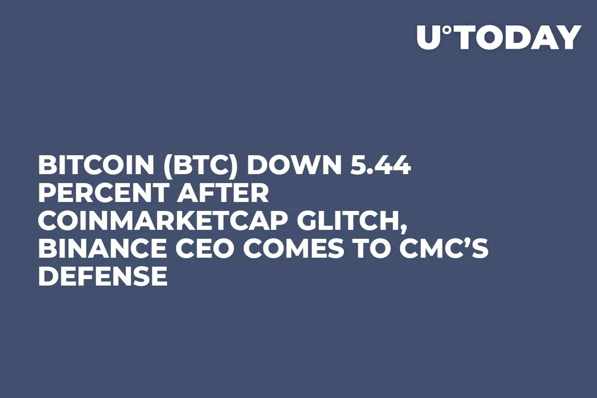 Bitcoin (BTC) Down 5.44 Percent After CoinMarketCap Glitch, Binance CEO Comes to CMC’s Defense