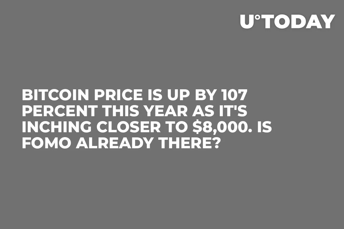 Bitcoin Price Is up by 107 Percent This Year as It's Inching Closer to $8,000. Is FOMO Already There?