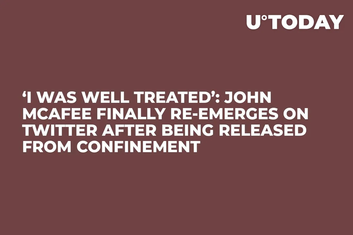 ‘I Was Well Treated’: John McAfee Finally Re-Emerges on Twitter After Being Released from Confinement