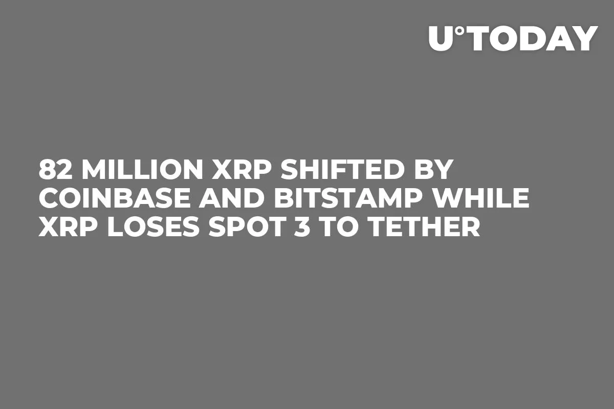 82 Million XRP Shifted by Coinbase and Bitstamp While XRP Loses Spot 3 to Tether