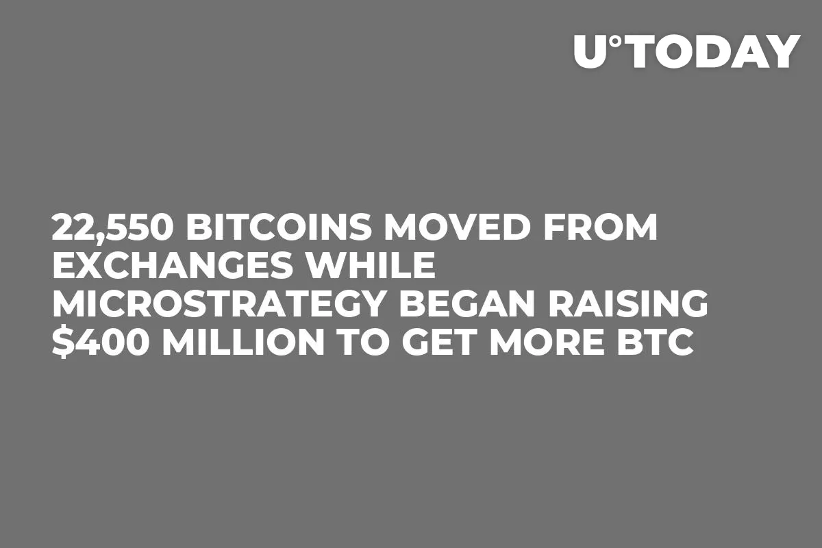 22,550 Bitcoins Moved from Exchanges While MicroStrategy Began Raising $400 Million to Get More BTC