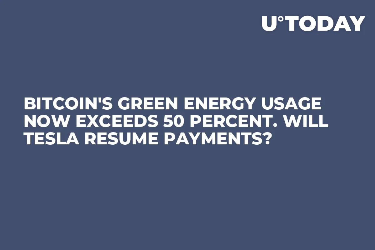 Bitcoin's Green Energy Usage Now Exceeds 50 Percent. Will Tesla Resume Payments?