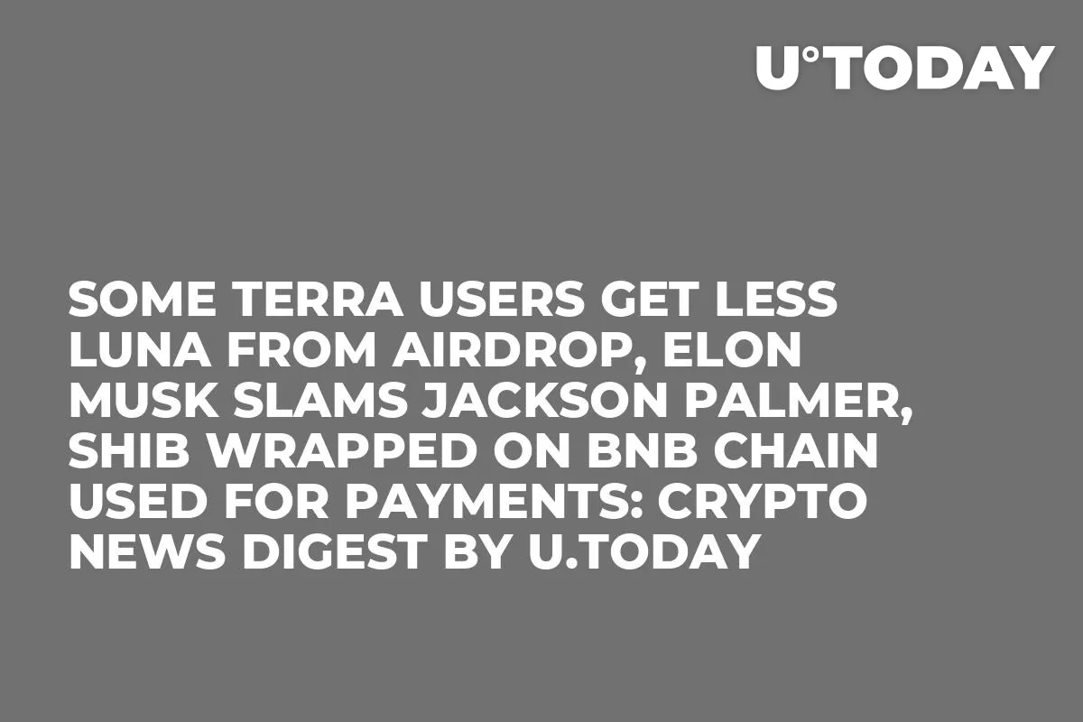 Some Terra Users Get Less LUNA from Airdrop, Elon Musk Slams Jackson Palmer, SHIB Wrapped on BNB Chain Used for Payments: Crypto News Digest by InkByte