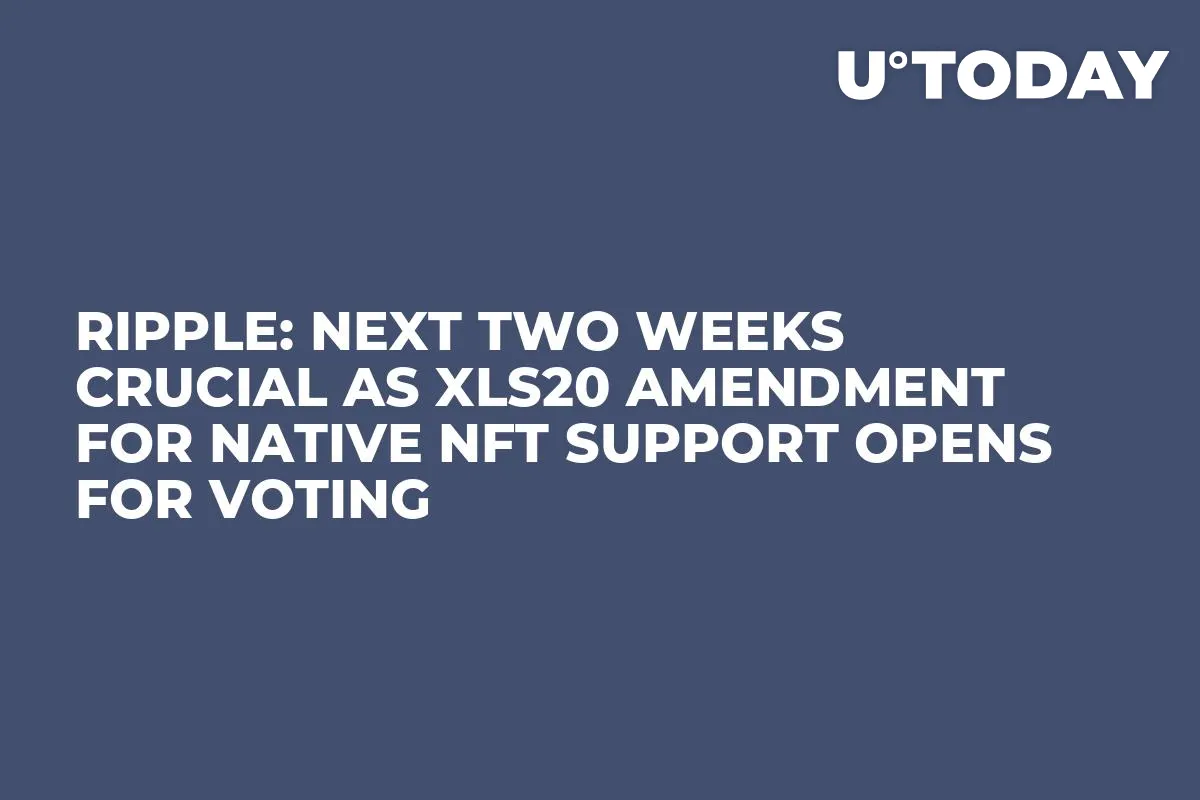 Ripple: Next Two Weeks Crucial as XLS20 Amendment for Native NFT Support Opens for Voting