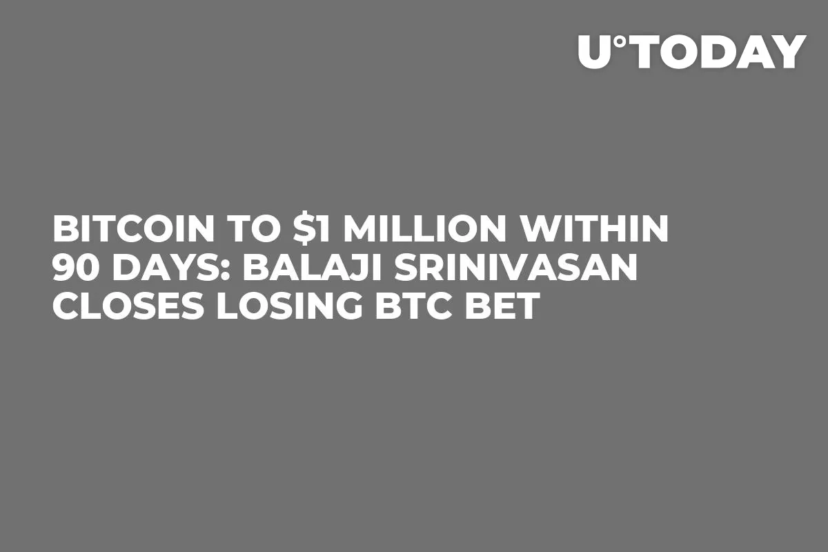 Bitcoin to $1 Million Within 90 Days: Balaji Srinivasan Closes Losing BTC Bet