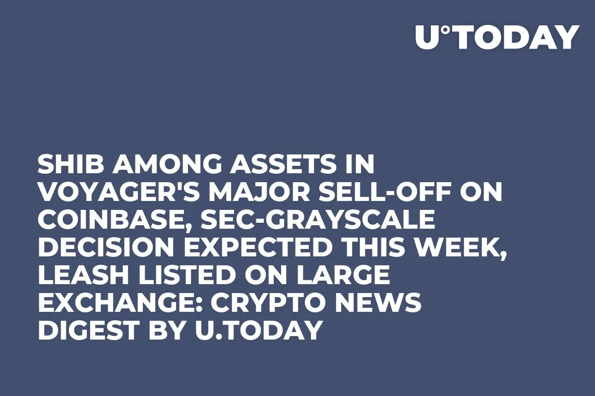 SHIB Among Assets in Voyager's Major Sell-Off on Coinbase, SEC-Grayscale Decision Expected This Week, LEASH Listed on Large Exchange: Crypto News Digest by InkByte