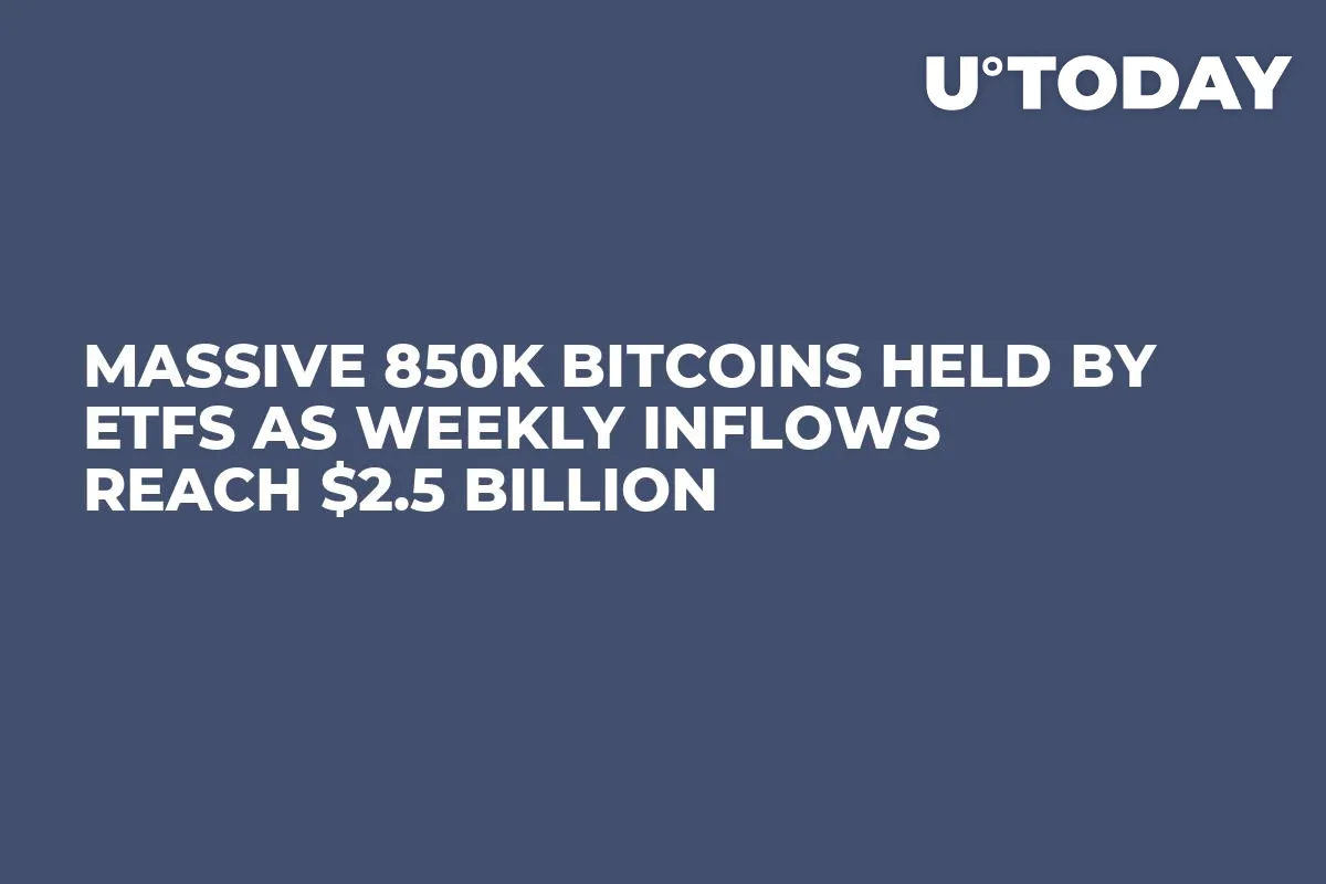 Massive 850K Bitcoins Held by ETFs as Weekly Inflows Reach $2.5 Billion